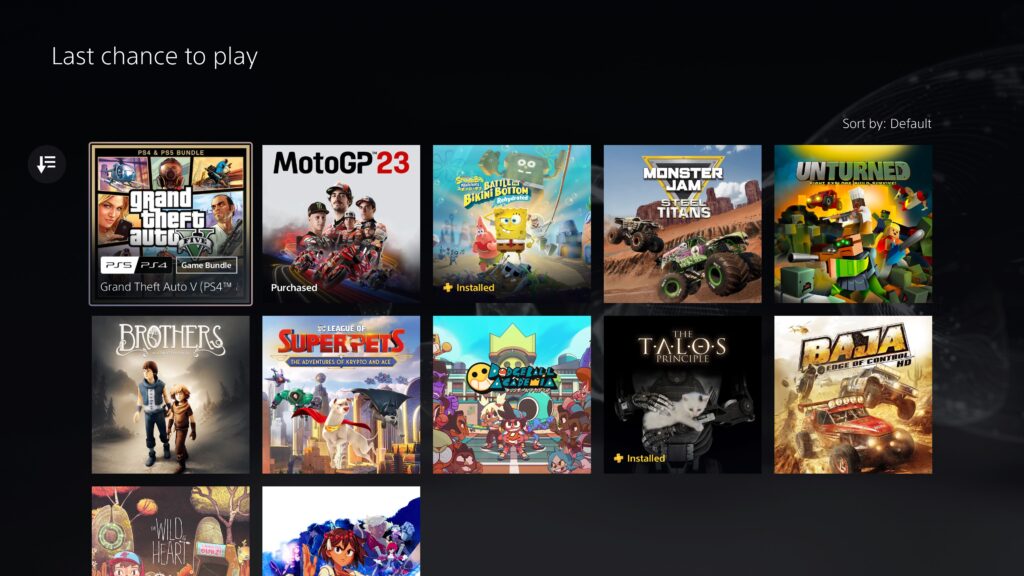 The 'Last chance to play' section on PS Plus lists 12 titles that will be removed from the service.