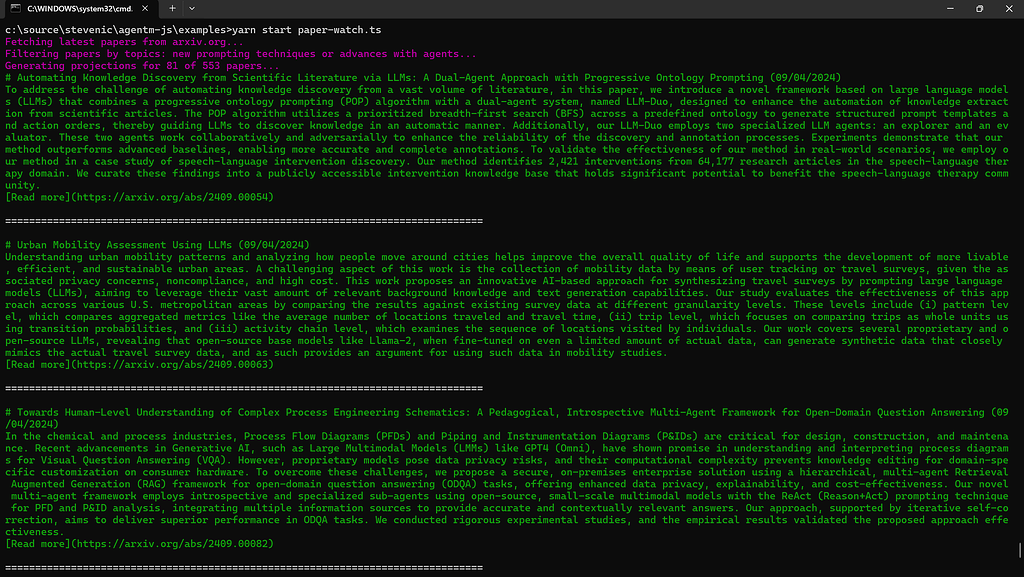 Using AgentM to watch for new research papers of interest - Community