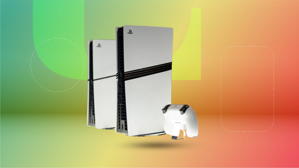 the PlayStation 5 Slim and Pro in front of a CNET Money background.