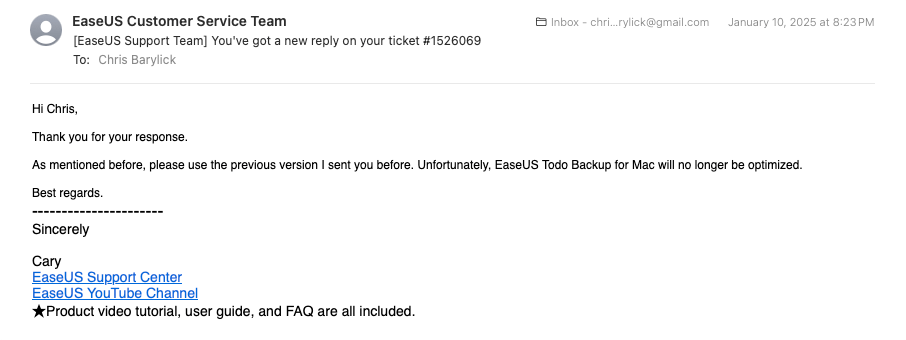 Exclusive: EaseUS ToDo Backup for Mac 3.7.2 crash bug discovered when running macOS Sequoia 15.2